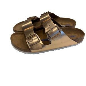 Birkenstock Arizona Unisex Metallic Copper Soft Footbed Wms 9 Men 7 EU 40 NEW